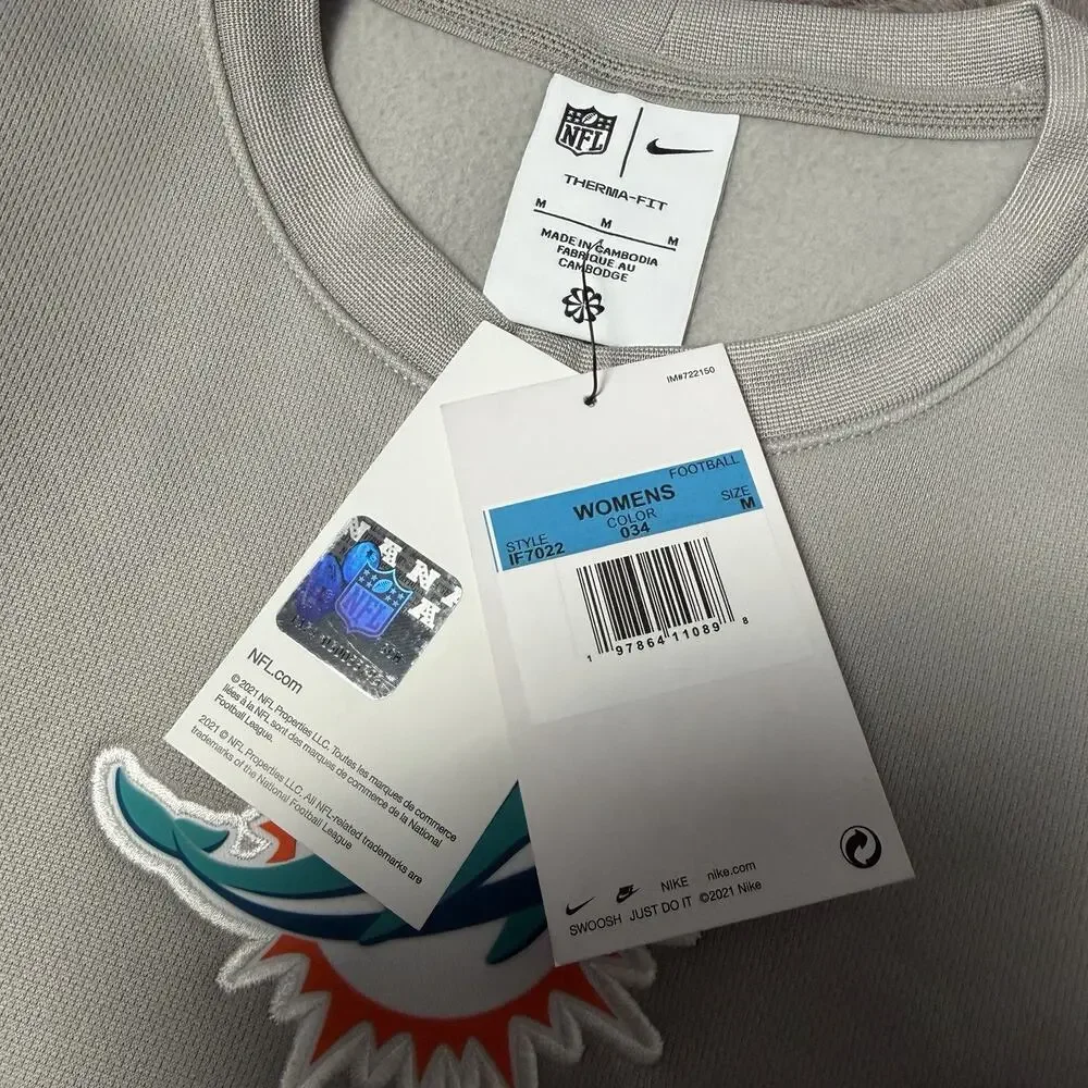 Nike Miami Dolphins Therma Fit Gray Shirt Fleece Woman’s Size Medium NWT